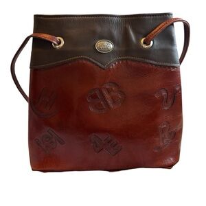 American West Brown Leatherr HandBag With Cattle Brands-Very Nice-12' X 9"